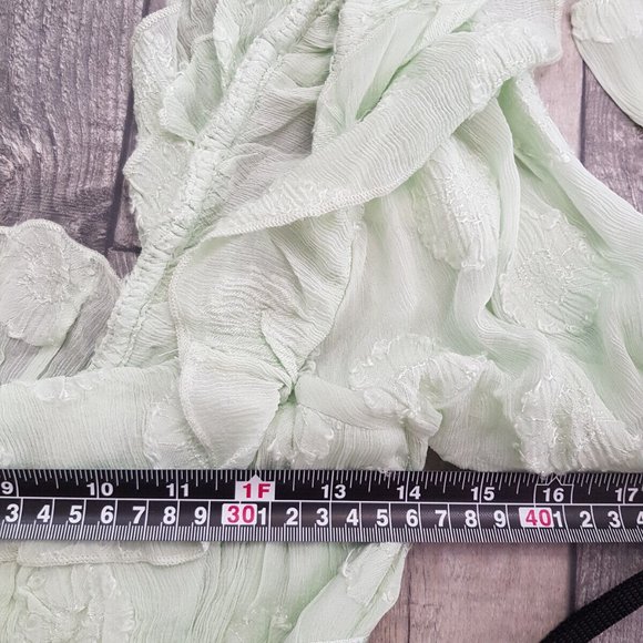 Free People Yara Maxi Dress XS UK 6 Mint Green Wedding Boho Ruffle Event BN - Picture 14 of 16